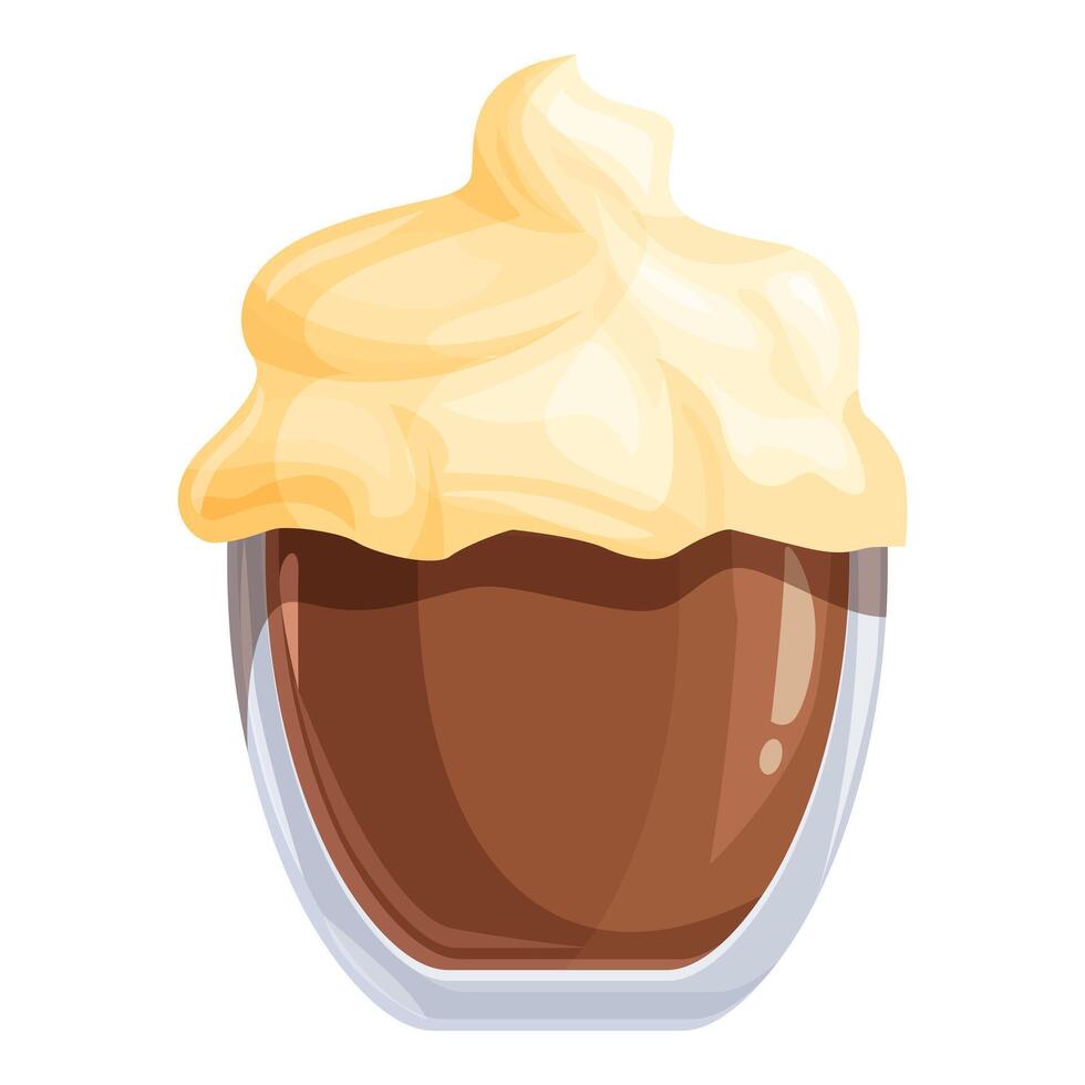 Delicious hot chocolate with whipped cream served in glass cup vector
