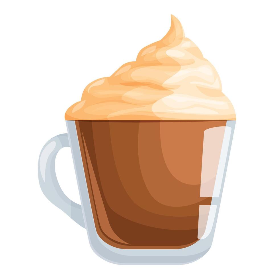 Glass cup of coffee is being topped with whipped cream vector