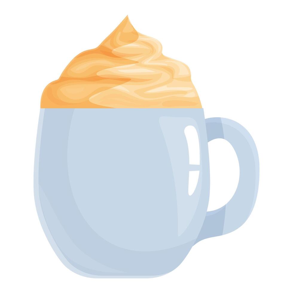 Blue mug containing delicious coffee topped with whipped cream vector