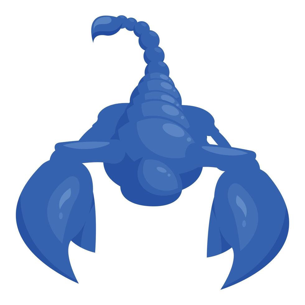 Blue scorpion spreading its claws and raising its tail vector