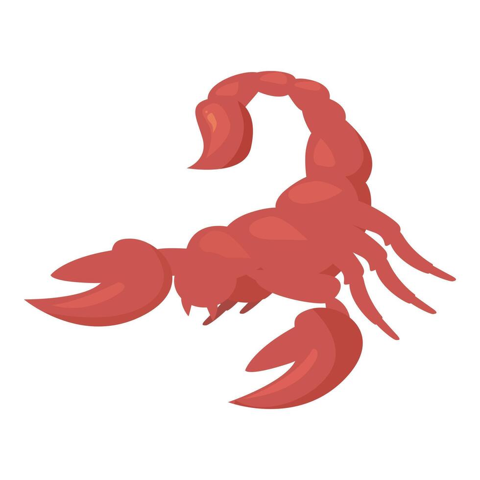 Red scorpion raising its claws and tail ready to attack vector
