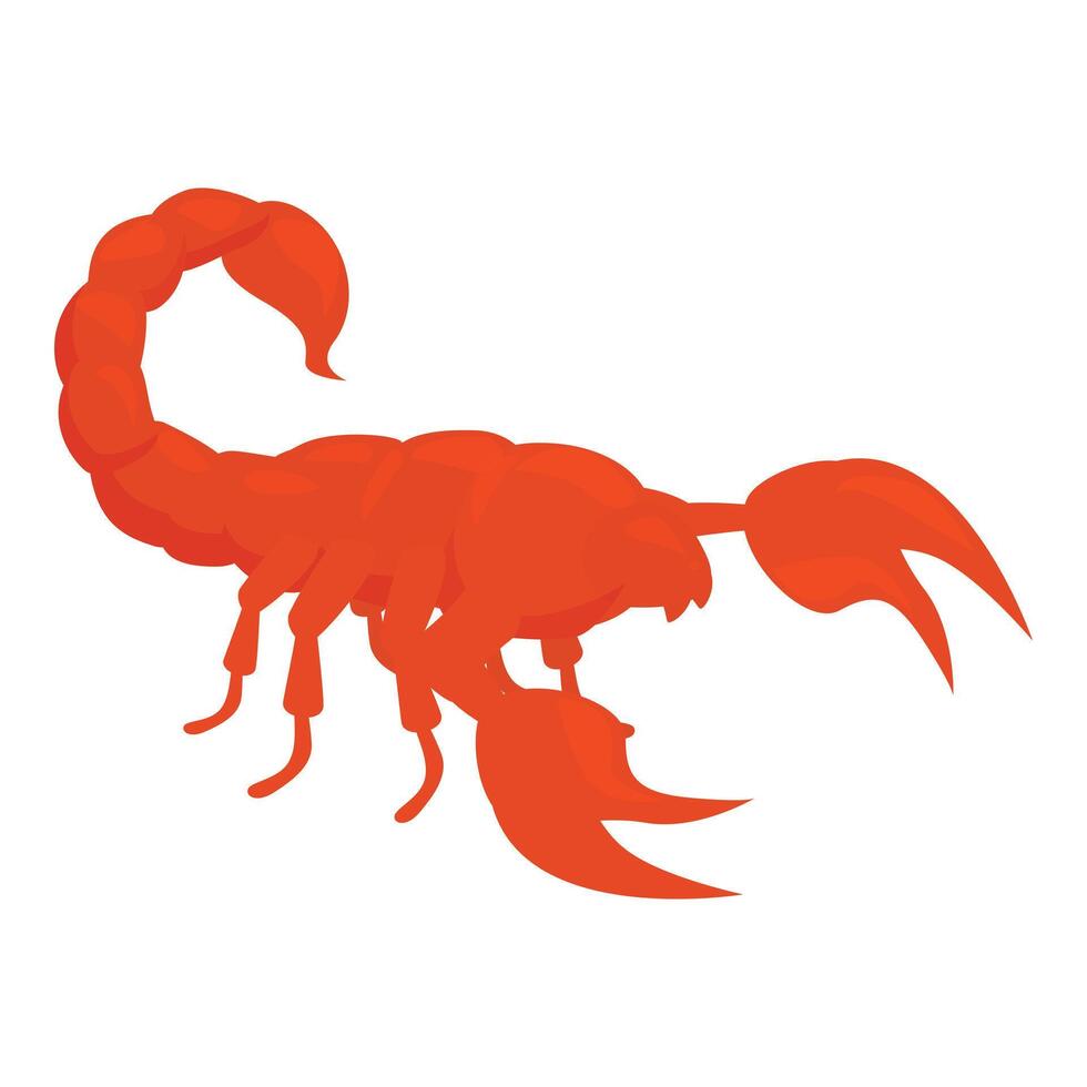 Red scorpion raising claws and tail in attacking position vector