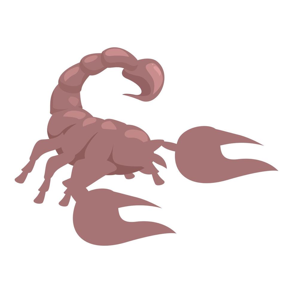 Brown scorpion spreading claws and raising tail vector