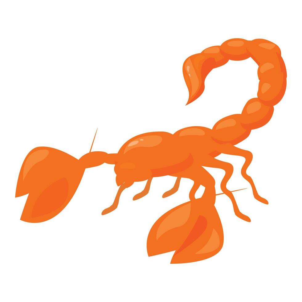 Orange scorpion with its claws open and stinger raised vector