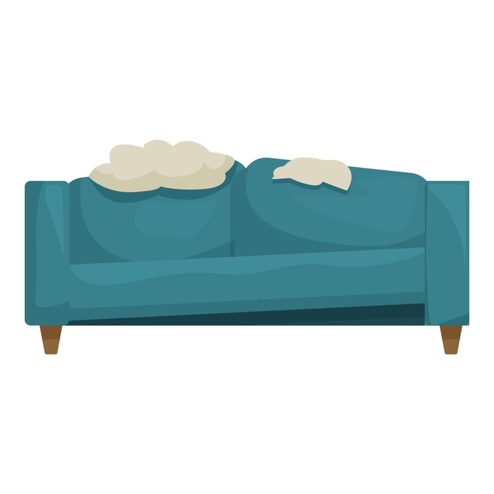 Old broken couch with torn upholstery, concept of poverty and misery vector