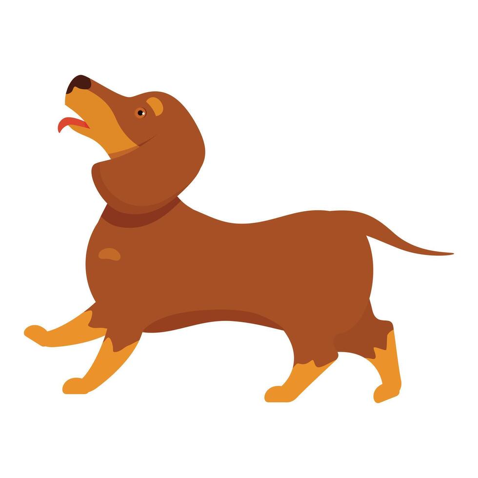 Happy brown dachshund walking and panting with tongue out vector