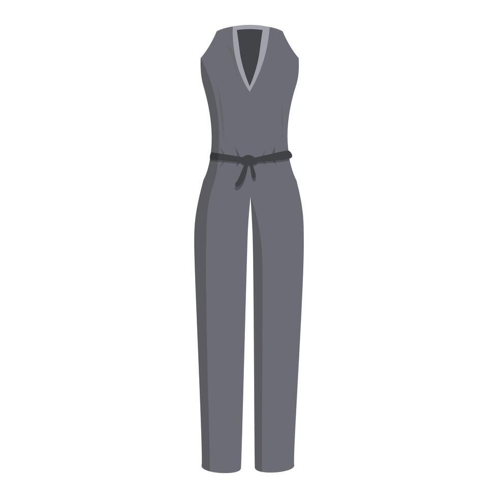 Grey jumpsuit with black belt showing casual style vector