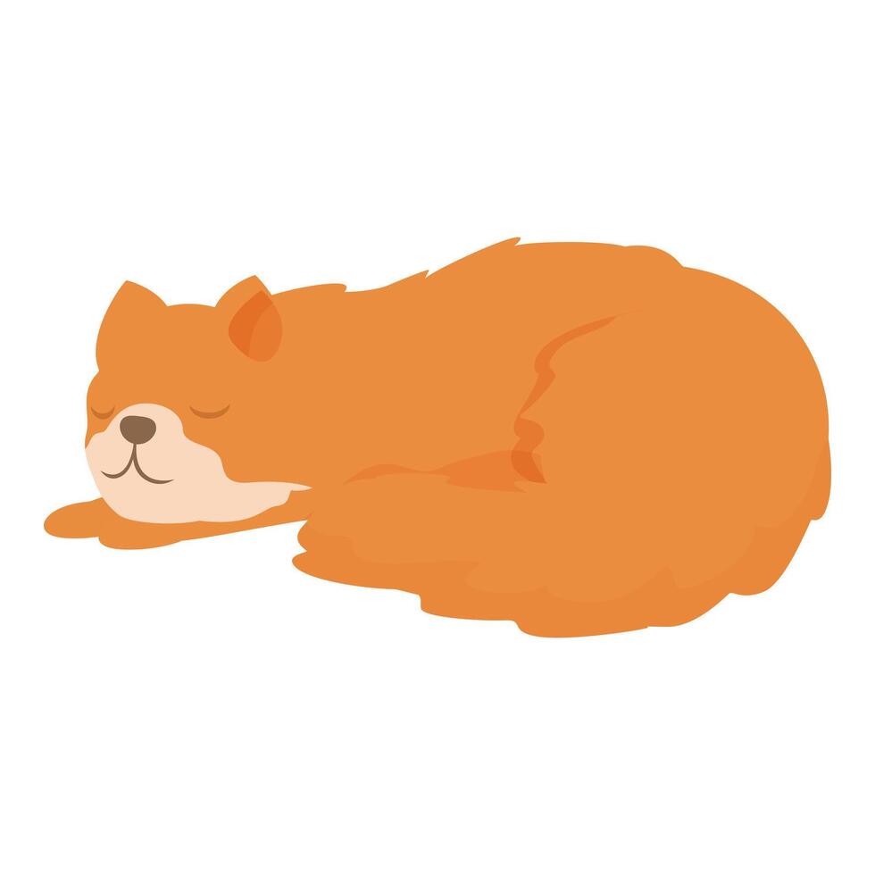 Cute red cat sleeping peacefully curled up vector