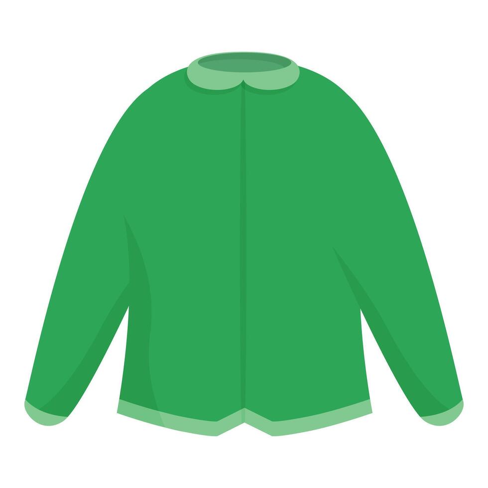 Green warm jacket with zipper and collar for cold weather vector