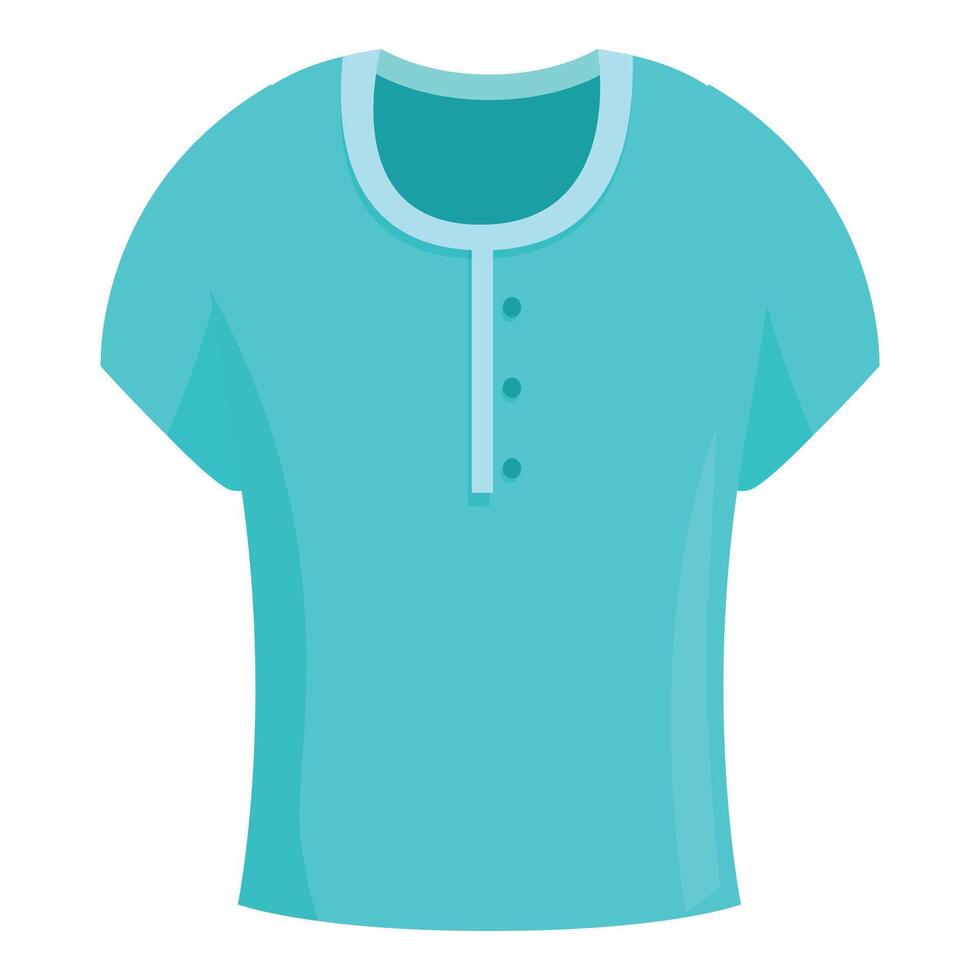 Turquoise t shirt with short sleeves and three buttons vector