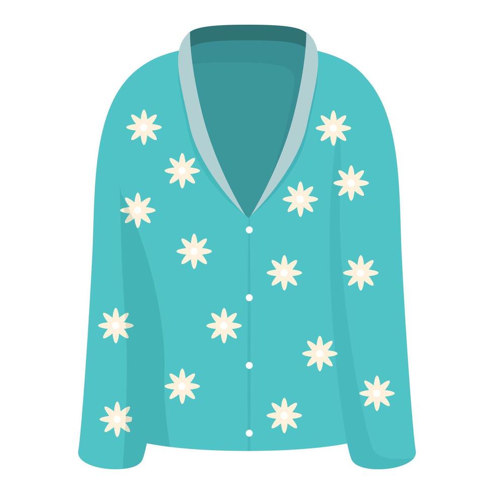 Turquoise blouse with floral print for stylish women vector