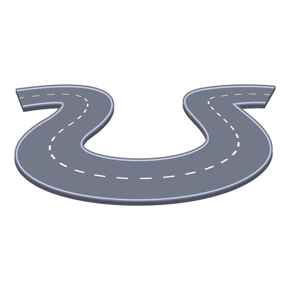 Winding road making a u turn on white background vector