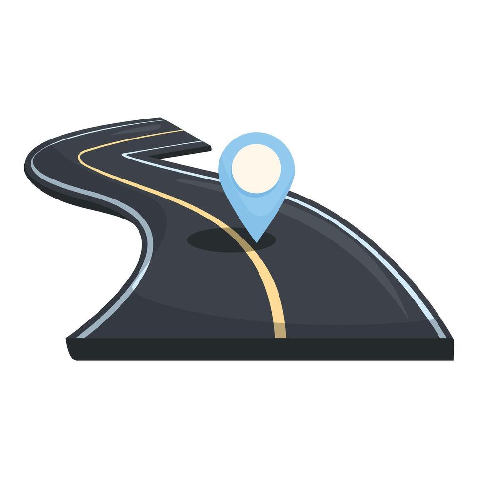 Winding road leading to a destination marked by location pin vector