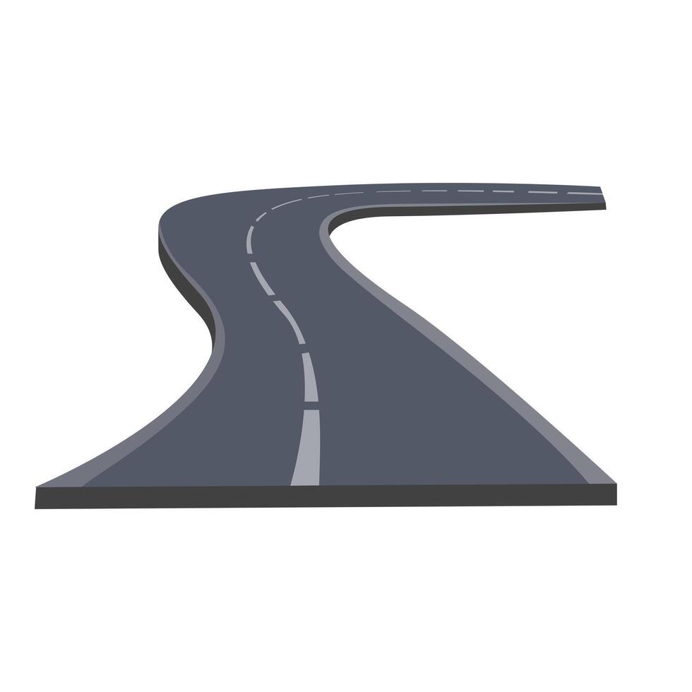 Winding road turning left and right disappearing into the distance vector