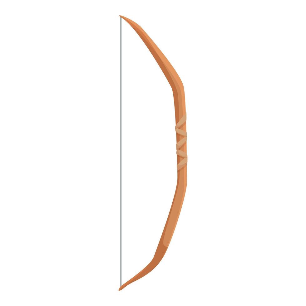 Wooden hunting bow with string for shooting arrows vector
