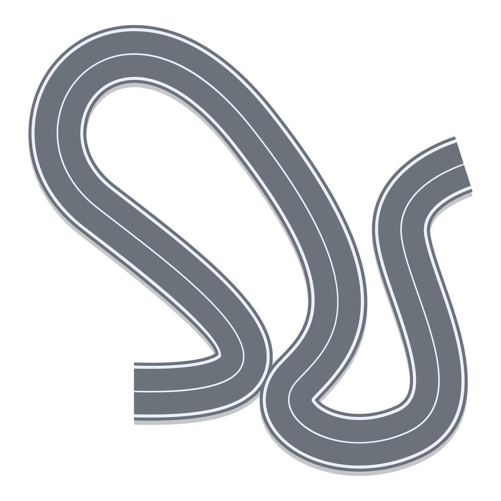 Winding road creating intersection on white background vector