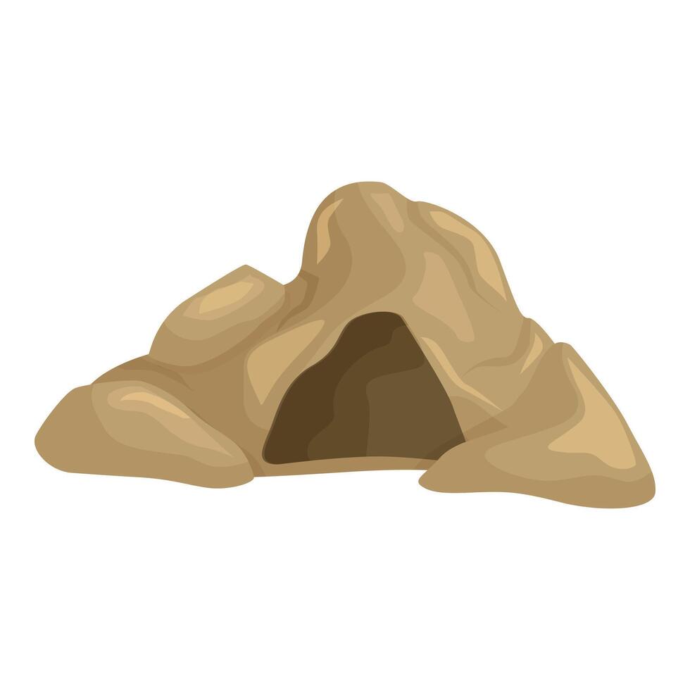 Big brown stone cave opening showing dark entrance vector