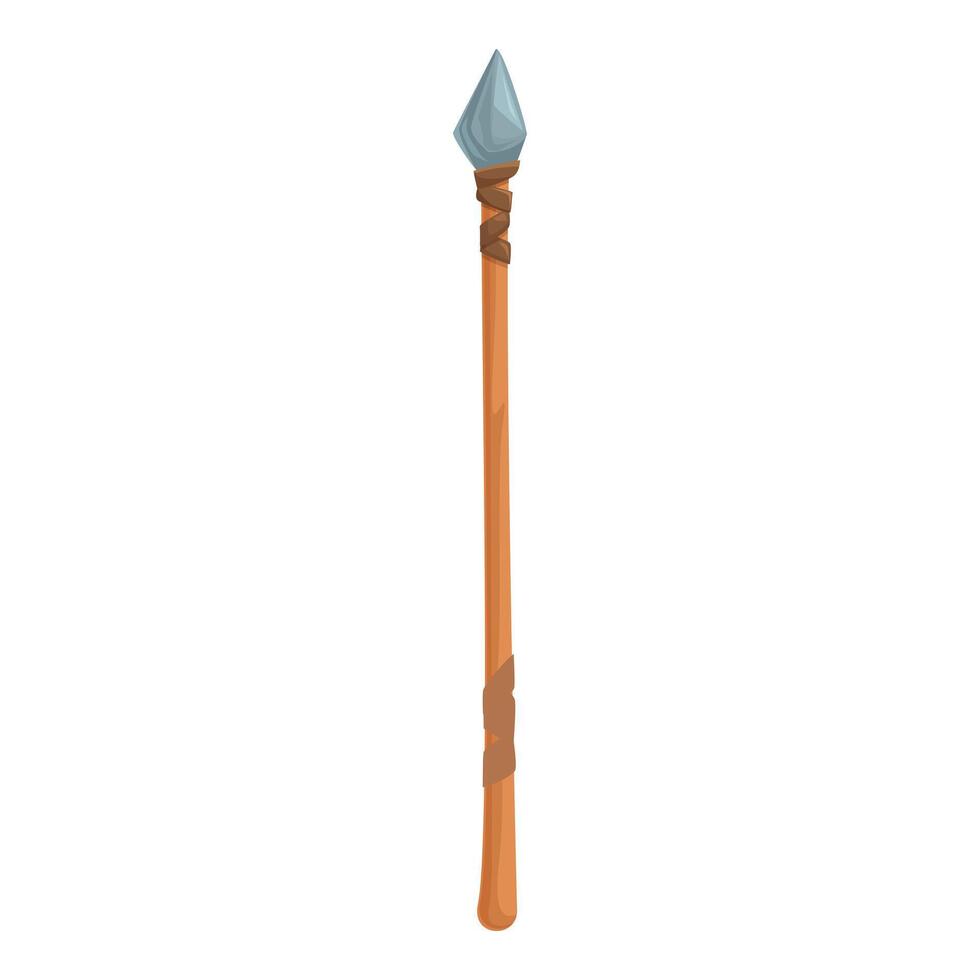 Primitive wooden spear with stone tip for hunting vector
