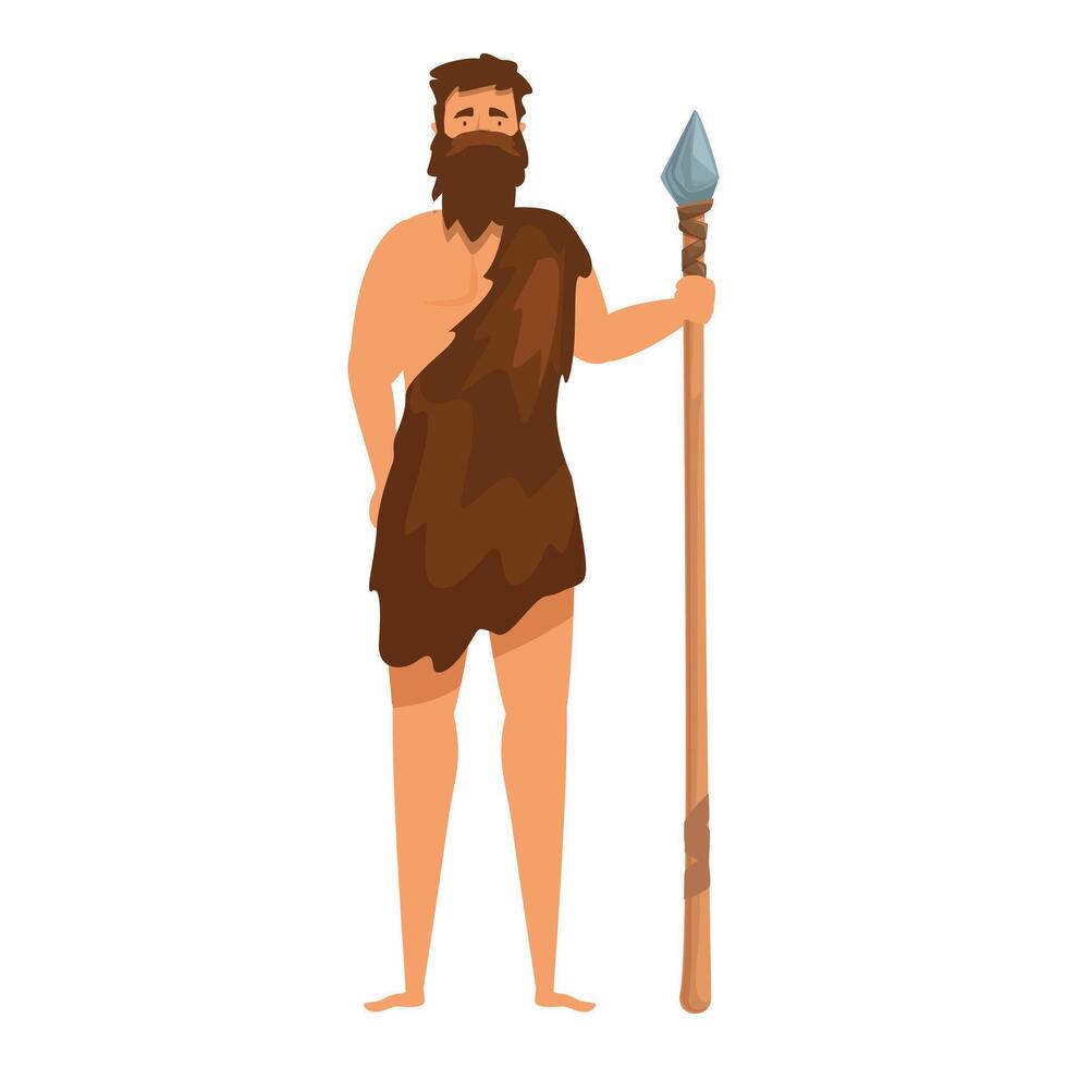 Primitive man from prehistoric period standing with a spear in his hand vector