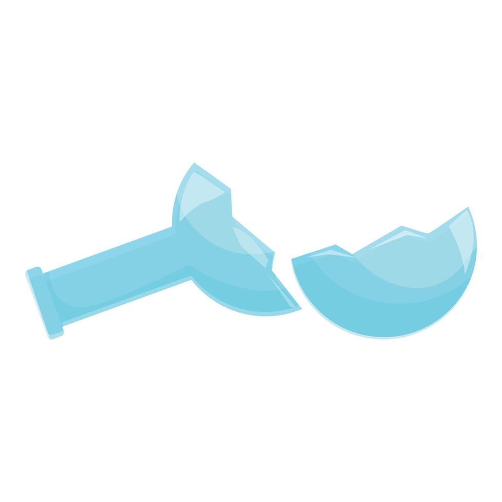 Broken glass bottle split in two pieces laying on white background vector