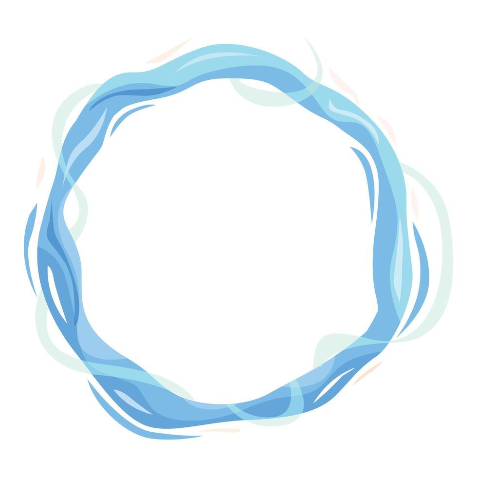 Blue water flowing in circular shape creating abstract frame vector