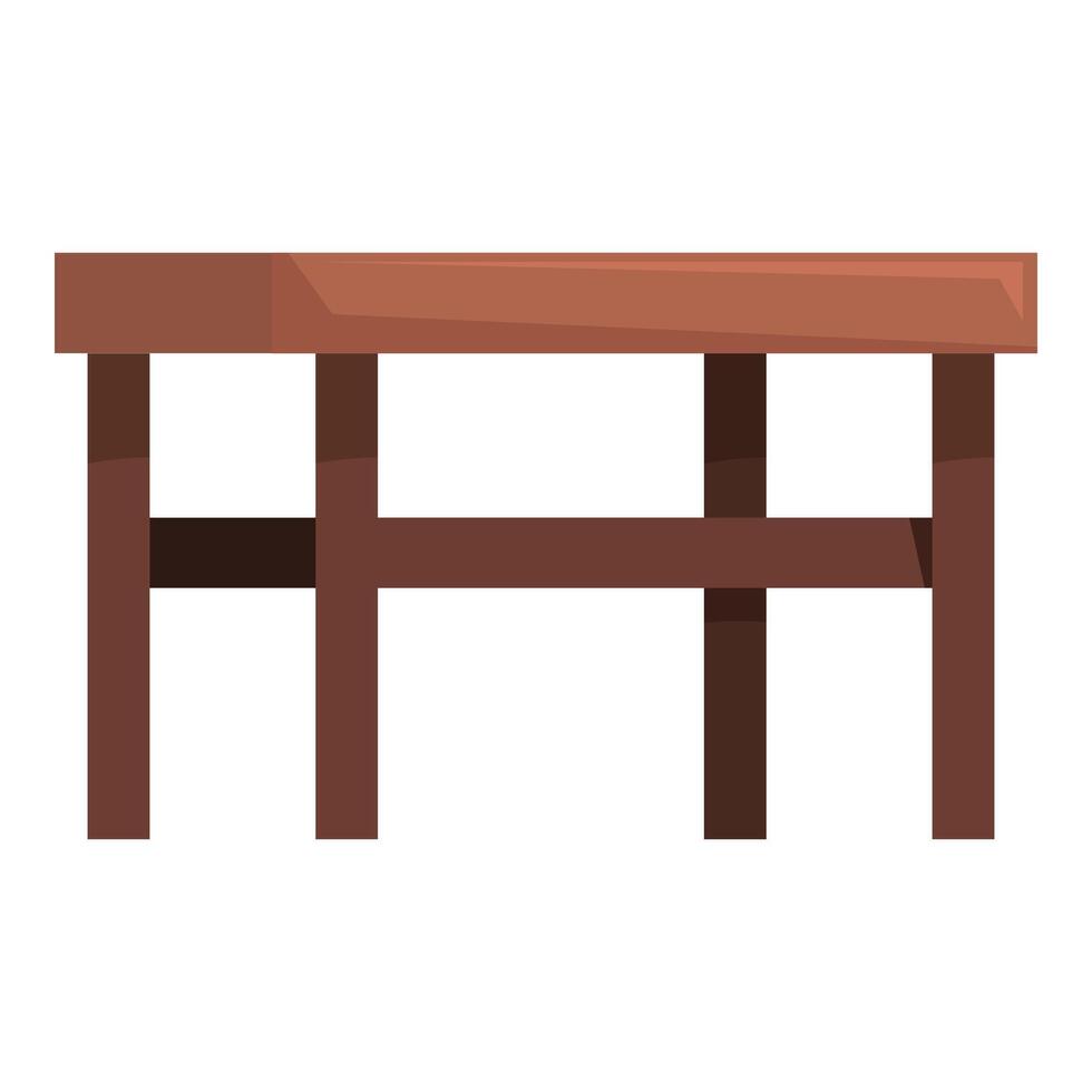 Wooden table standing on white background vector