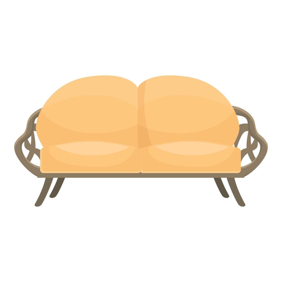 Comfortable sofa with soft pillows standing on curved legs vector