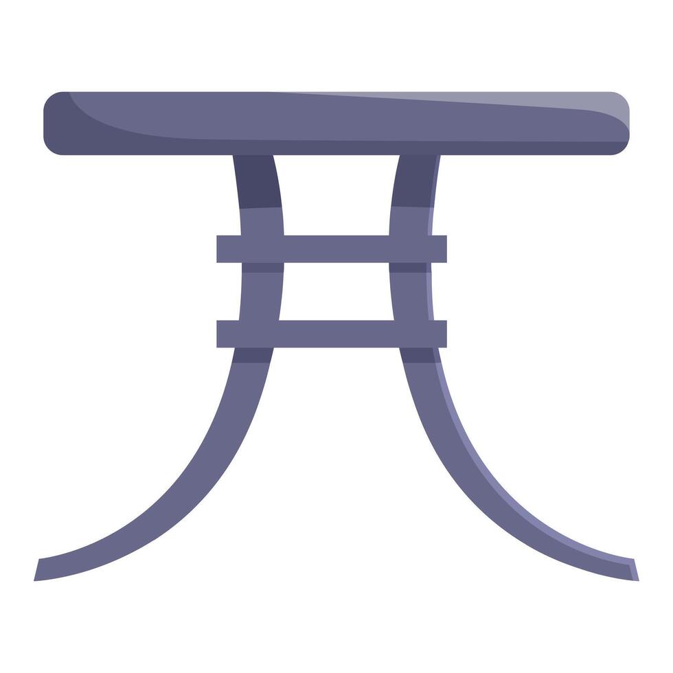 Modern round table with wooden top standing on two curved legs vector