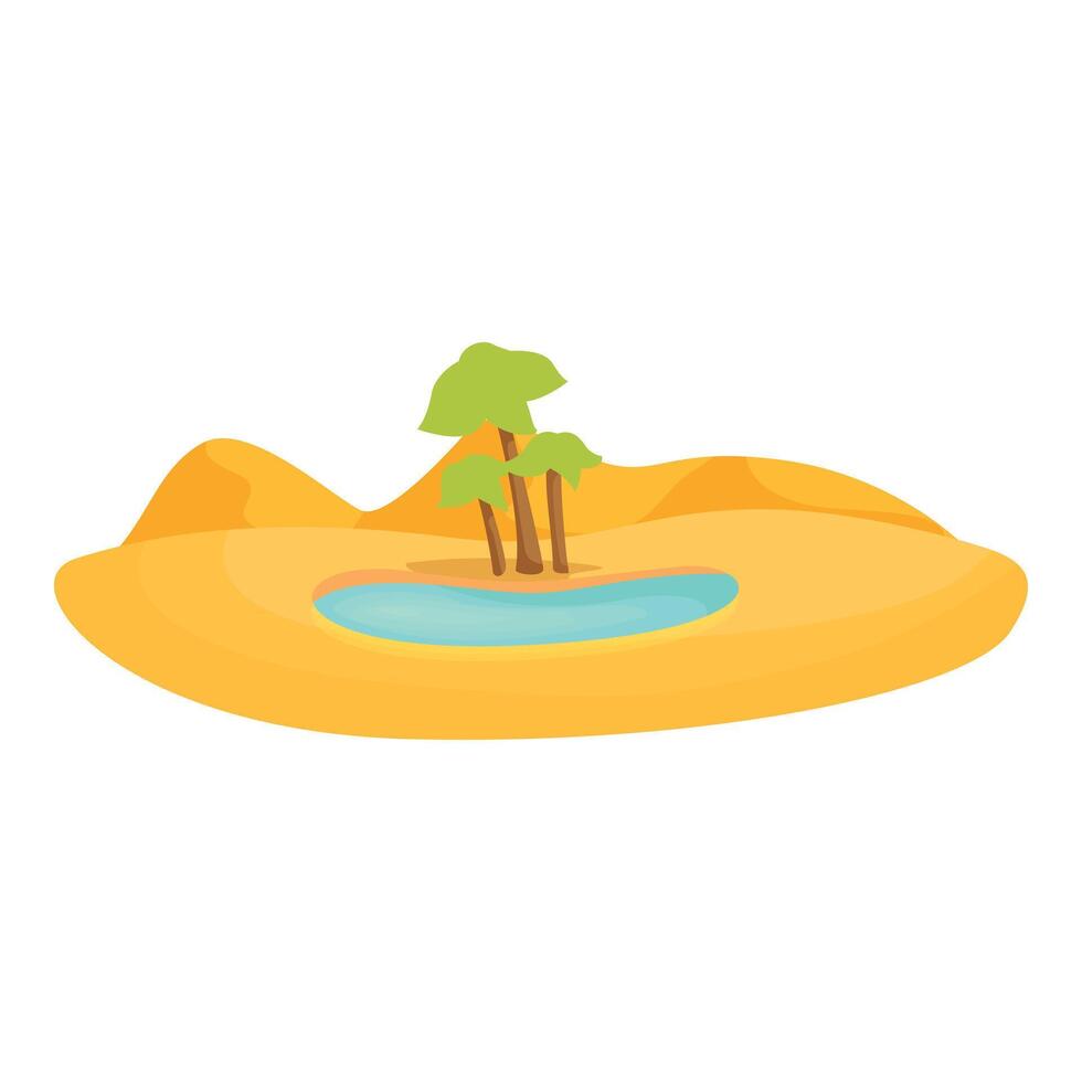 Small oasis with palm trees growing in the desert vector