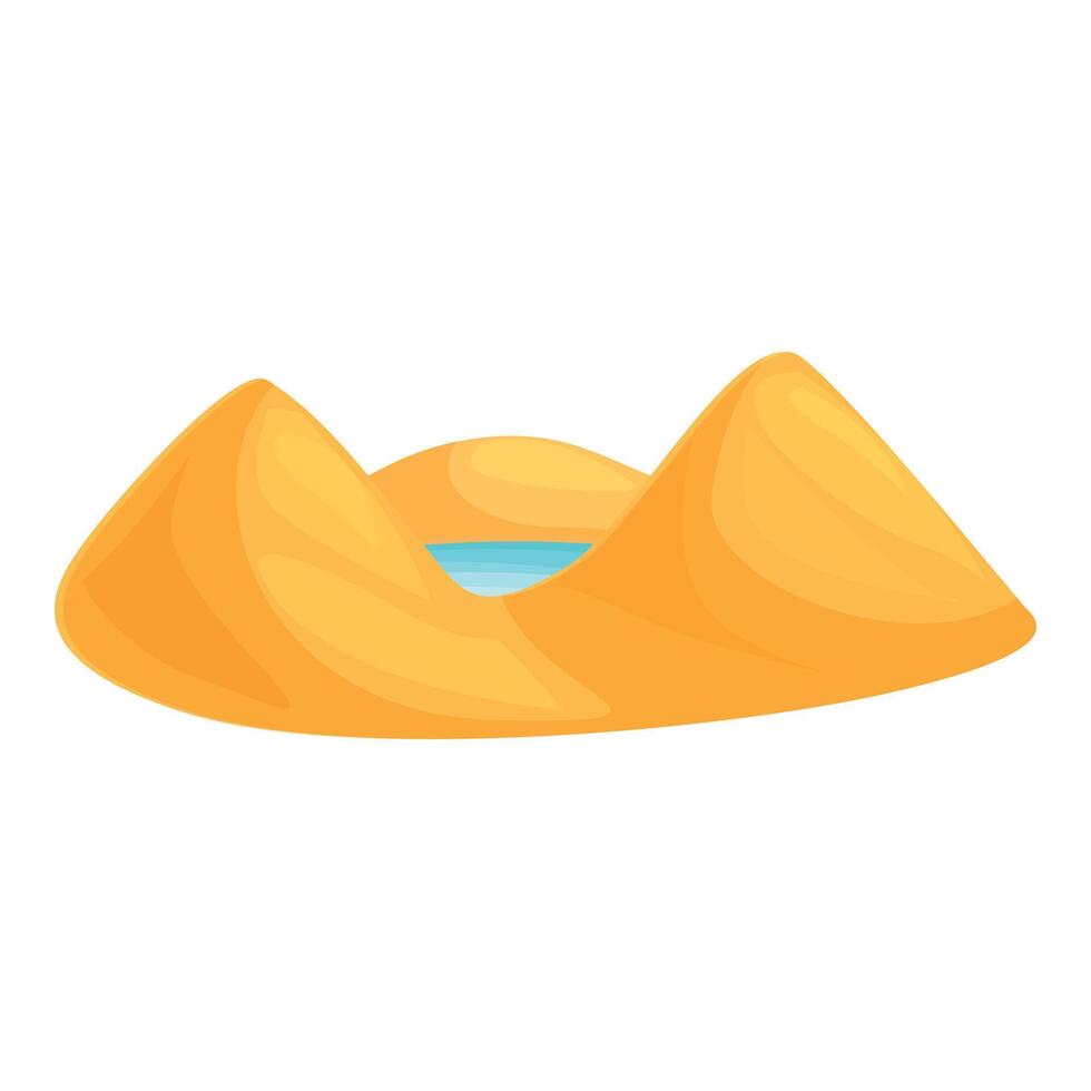 Oasis waterhole surrounded by sand dunes in the desert vector