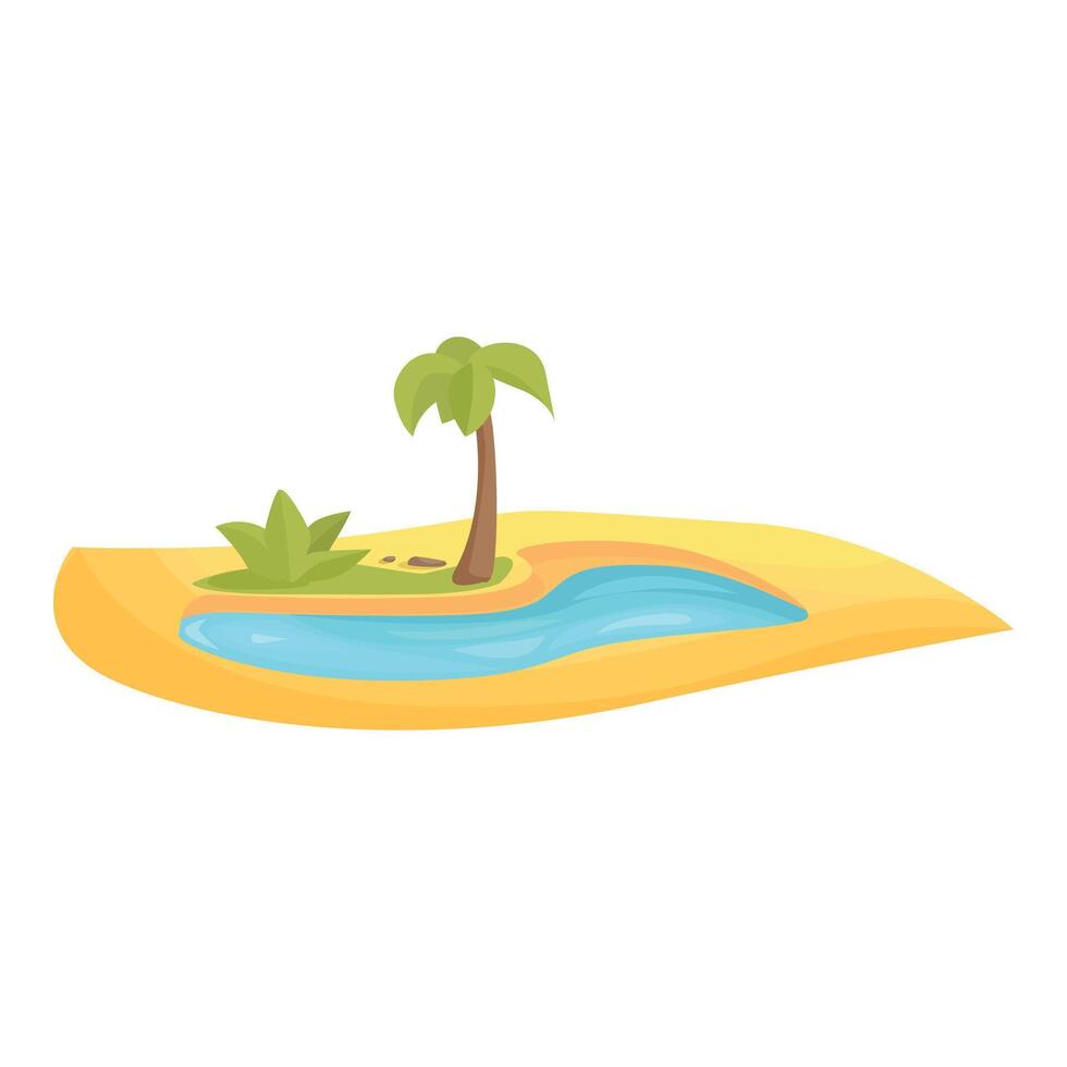 Small tropical oasis with river flowing through desert landscape vector
