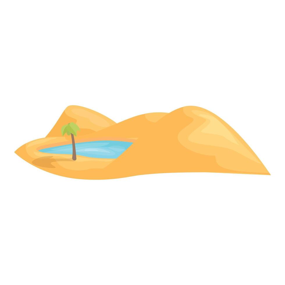 Oasis with palm tree growing in desert landscape vector