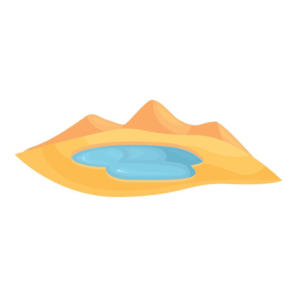 Small water oasis surrounded by sand dunes in a desert vector