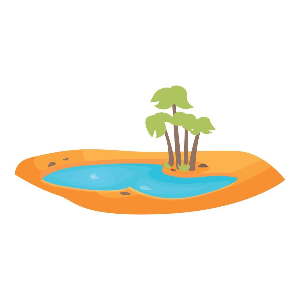 Oasis with palm trees growing near small water pond in desert vector