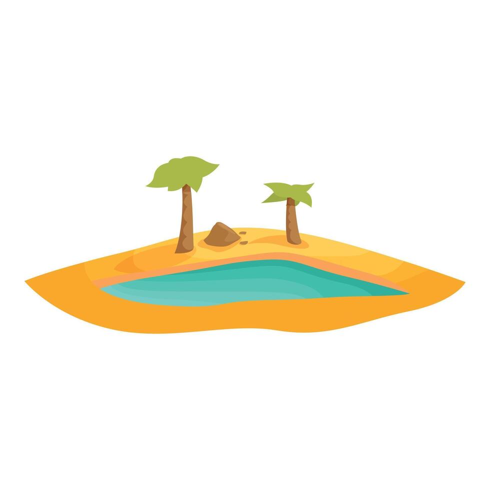 Oasis with palm trees growing on sandy ground vector