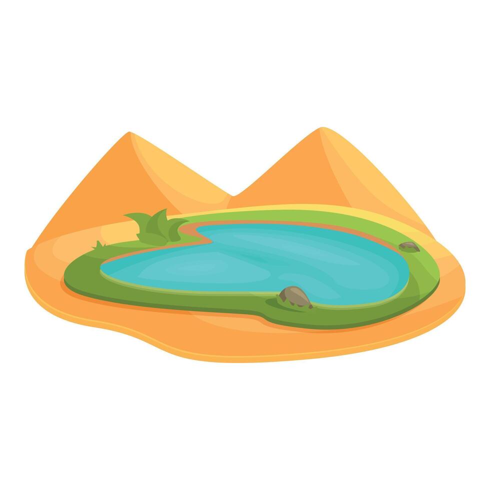 Beautiful blue oasis surrounded by sand dunes in a desert vector