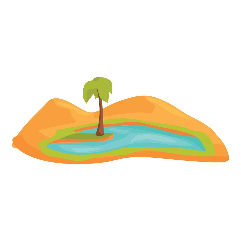 Oasis with palm tree growing on sandy ground in desert vector