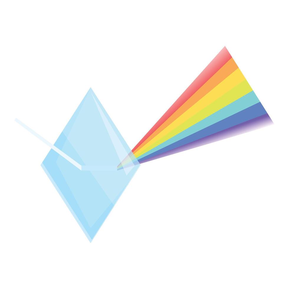 Light beam passing through triangular prism creating rainbow spectrum vector