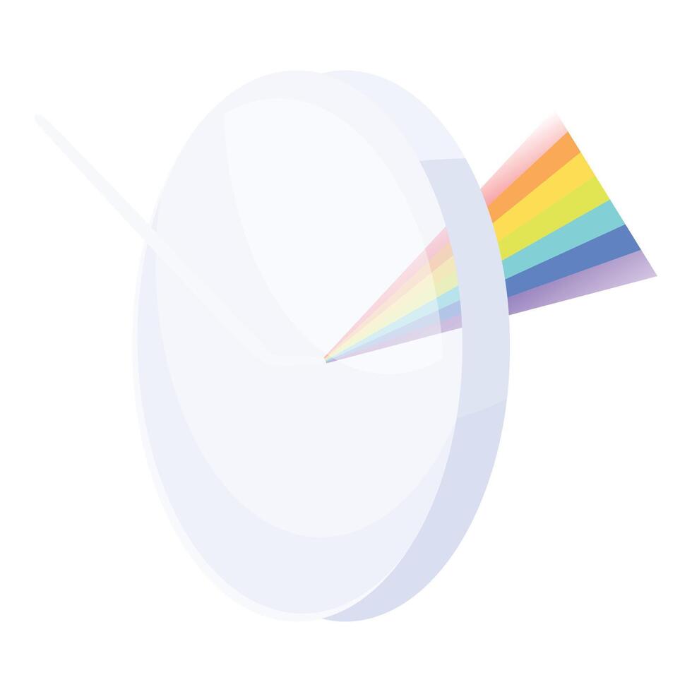 Light beam refracting and separating through a prism, creating a visible spectrum vector