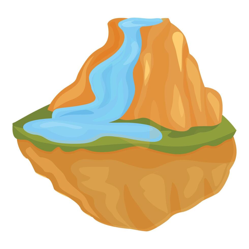 Waterfall flowing from cliff on floating island vector
