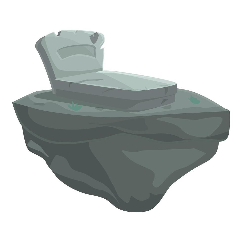 Old worn tombstone sitting on a floating stone island vector