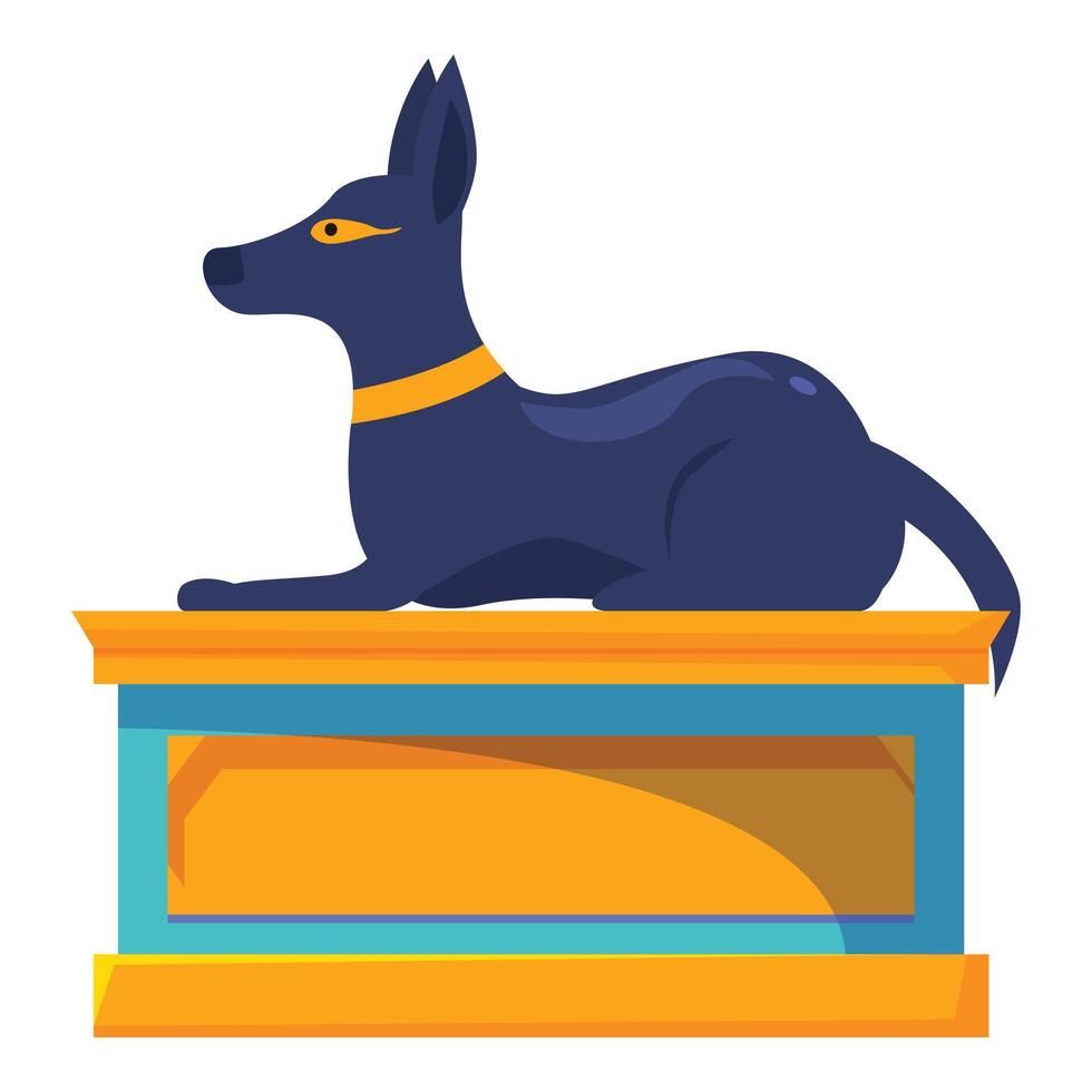 Black anubis statue laying on a stone pedestal vector