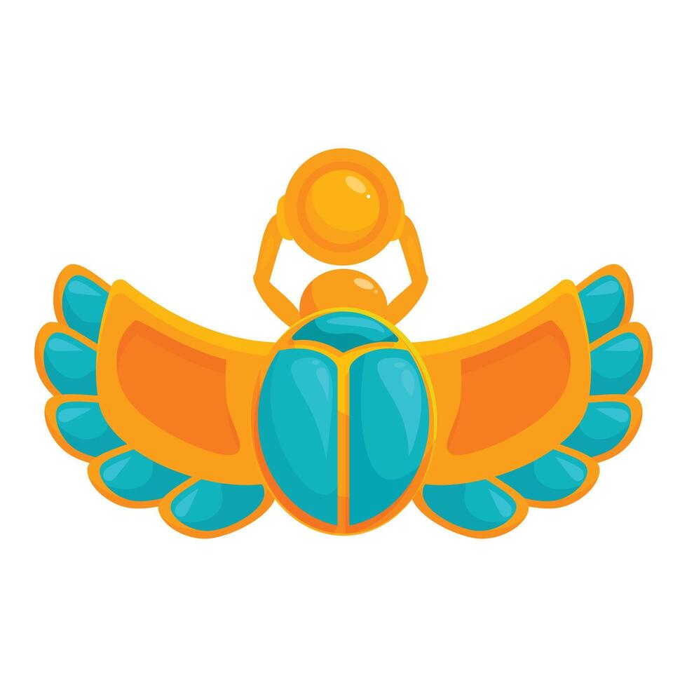 Golden sacred scarab beetle spreading its wings embracing the sun vector