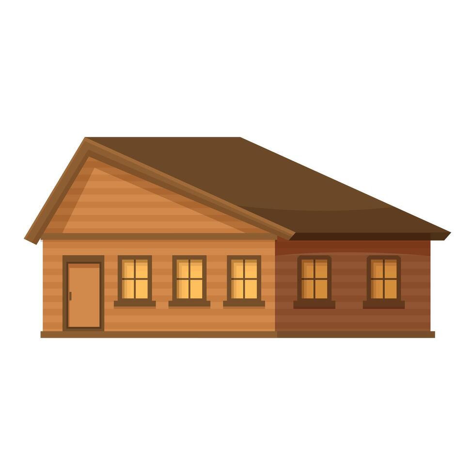 Wooden suburban house with glowing windows at twilight vector
