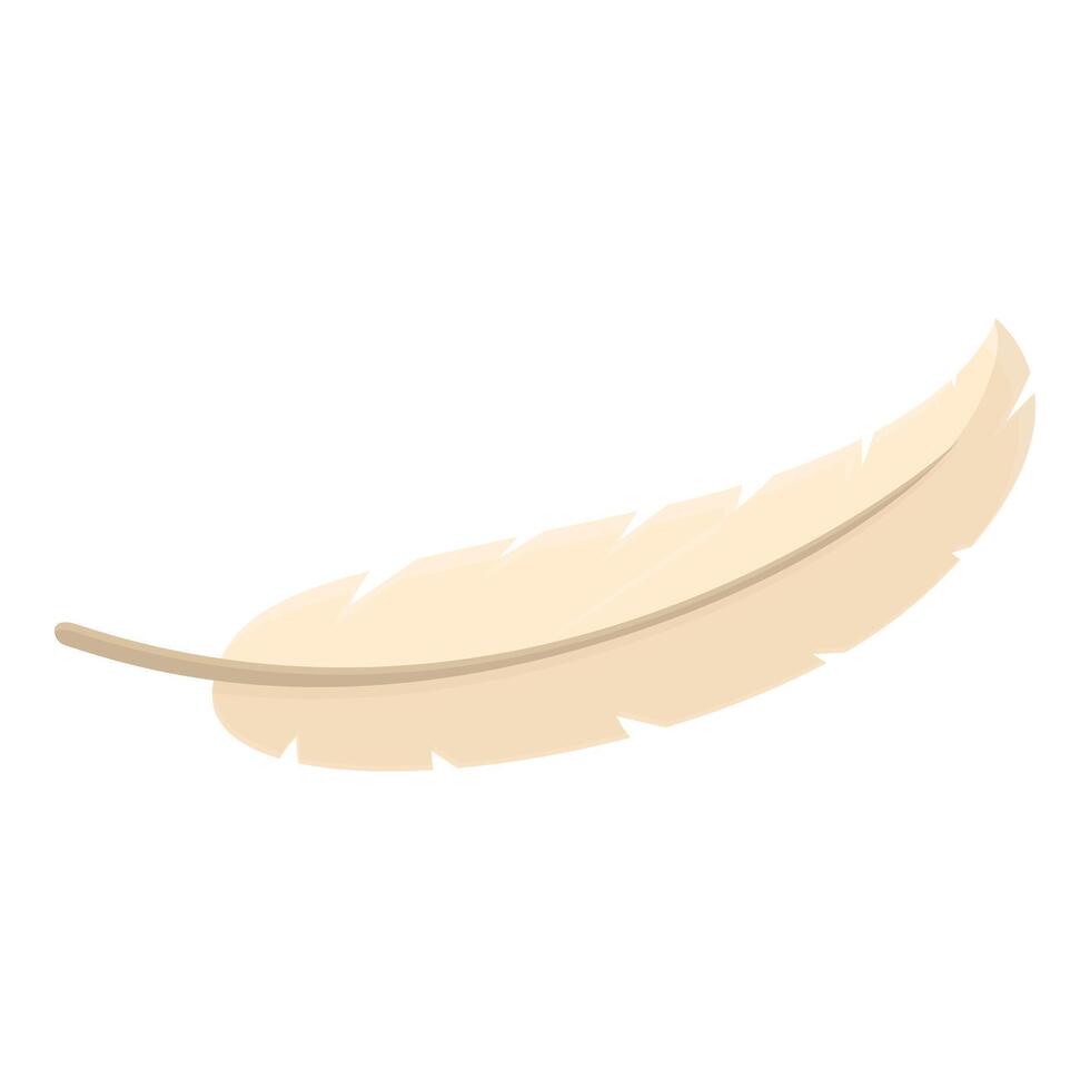 Beige feather floating on white background vector