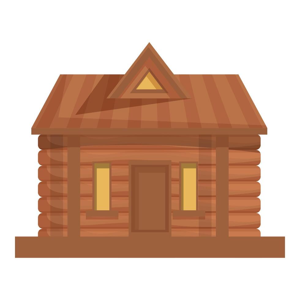 Small wooden log cabin standing on white background vector