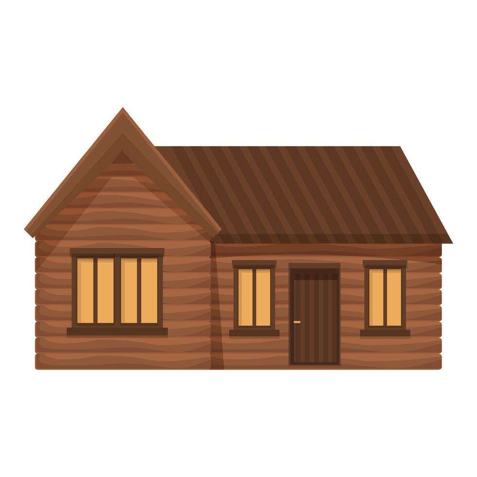 Wooden country house with glowing windows on white background vector