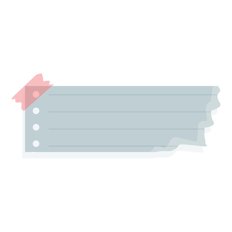 Blank note paper with torn edge and pink tape is attached vector