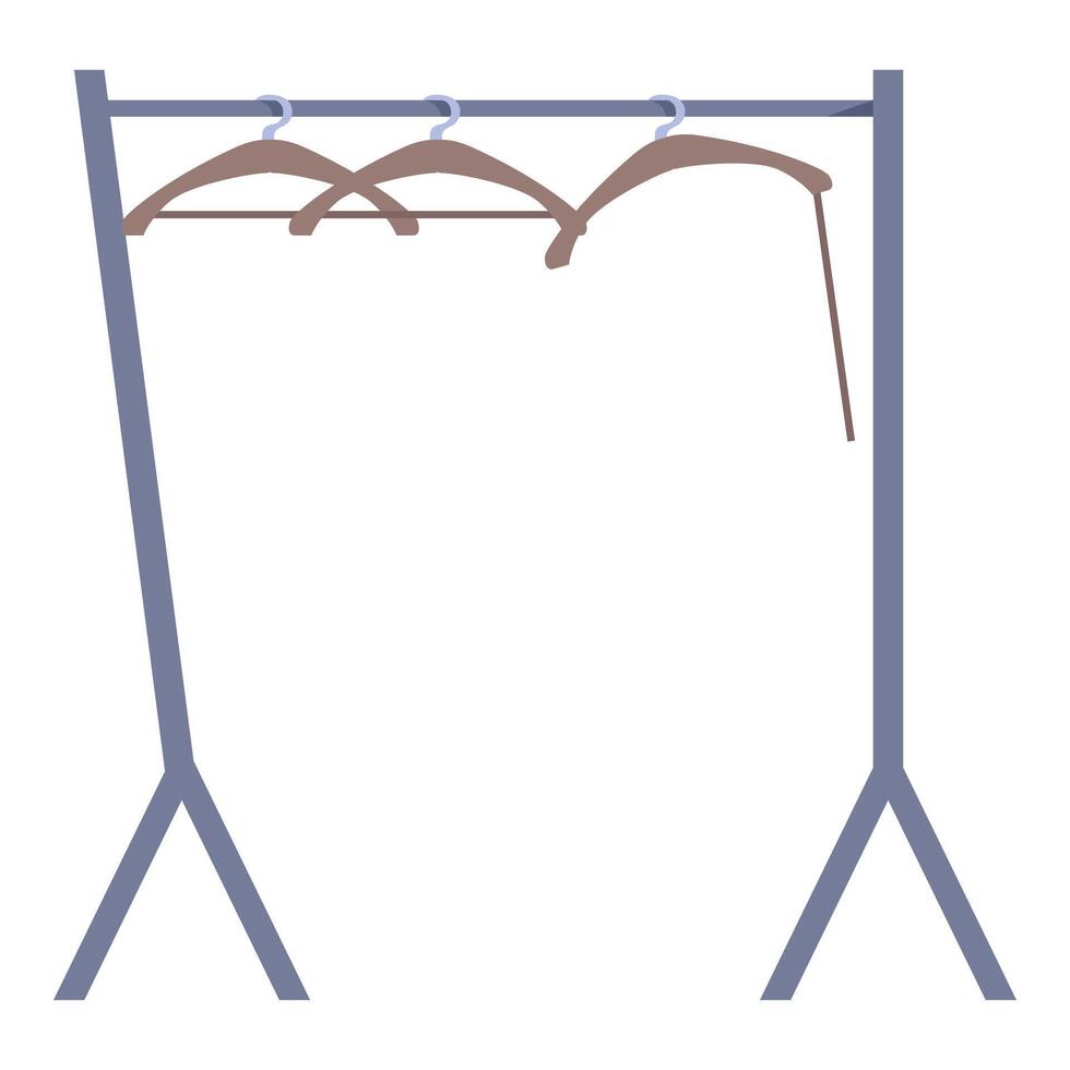 Empty clothes rail displaying wooden hangers for apparel vector