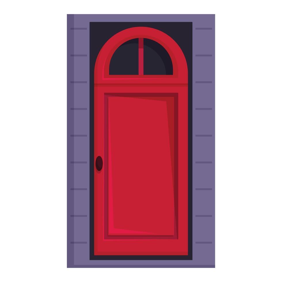 Red front door with arched transom window is closing vector